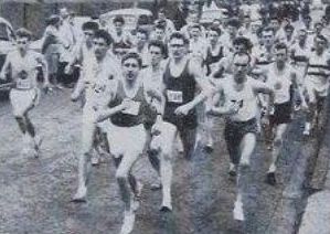Salford Relay - Brian Hall - 157 (Manchester & DLC), Tommy McGovern - 92 (Hallamshire H), Ron Hill - leading (Bolton UH), K Mather - 296 (Wallasey AC) and Tom Bentley - 74 (Halifax Harriers)