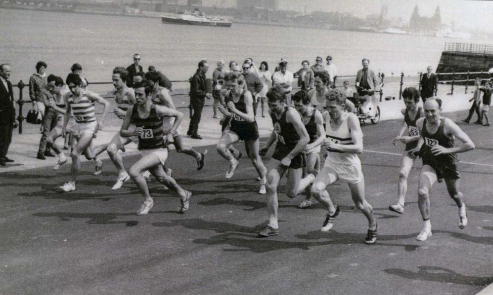 New Brighton Relay Race as part of the Wirral Festival of Sport (Len Durkin is extreme right and spectating Ramsey Hewson extreme left)