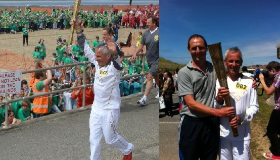 Richie Webster and Dave Walton with the Olympic Torch in Crosby